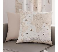 PETTI Artigiani Italiani - Coppia di Federe Cuscino 50x50 cm in Microfibra, Cuscini Arredo Camera da Letto, Divano, Salotto, Set 2 Fodere Copricuscino, Federa World Panna, 100% Made in Italy