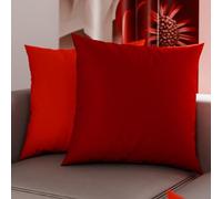 PETTI Artigiani Italiani - Coppia di Federe Cuscino 50x50 cm in Microfibra, Cuscini Arredo Camera da Letto, Divano, Set 2 Fodere Copricuscino, Federa Double Face Rosso e Bordeaux