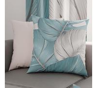 PETTI Artigiani Italiani - Coppia di Federe Cuscino 50x50 cm in Microfibra, Cuscini Arredo Camera da Letto, Divano, Salotto, Set 2 Fodere Copricuscino, Federa Tropical Celeste A, 100% Made in Italy