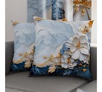 PETTI Artigiani Italiani - Coppia di Federe Cuscino 50x50 cm in Microfibra, Cuscini Arredo Camera da Letto, Divano, Salotto, Set 2 Fodere Copricuscino, Federa Floreale 06 15, 100% Made in Italy