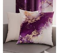 PETTI Artigiani Italiani - Coppia di Federe Cuscino 50x50 cm in Microfibra, Cuscini Arredo Camera da Letto, Divano, Salotto, Set 2 Fodere Copricuscino, Federa Marble Viola, 100% Made in Italy