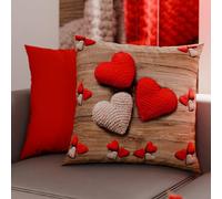 PETTI Artigiani Italiani - Coppia di Federe Cuscino 50x50 cm in Microfibra, Cuscini Arredo Camera da Letto, Divano, Salotto, Set 2 Fodere Copricuscino, Federa Cuore, 100% Made in Italy