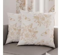 PETTI Artigiani Italiani - Coppia di Federe Cuscino 50x50 cm in Microfibra, Cuscini Arredo Camera da Letto, Divano, Salotto, Set 2 Fodere Copricuscino, Federa Botanic 03 Tortora, 100% Made in Italy