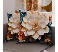 PETTI Artigiani Italiani - Coppia di Federe Cuscino 50x50 cm in Microfibra, Cuscini Arredo Camera da Letto, Divano, Salotto, Set 2 Fodere Copricuscino, Federa Floreale 05 10, 100% Made in Italy