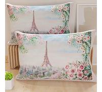PETTI Artigiani Italiani - Coppia di Federe Cuscino 50x70 cm in Microfibra, Cuscini Arredo Camera da Letto, Divano, Salotto, Set 2 Fodere Copricuscino, Federa City Rosa, 100% Made in Italy