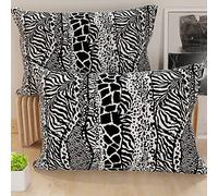 PETTI Artigiani Italiani - Coppia di Federe Cuscino 50x70 cm in Microfibra, Cuscini Arredo Camera da Letto, Divano, Salotto, Set 2 Fodere Copricuscino, Federa Animalier Nero, 100% Made in Italy