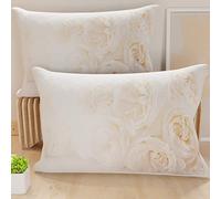 PETTI Artigiani Italiani - Coppia di Federe Cuscino 50x70 cm in Microfibra, Cuscini Arredo Camera da Letto, Divano, Salotto, Set 2 Fodere Copricuscino, Federa Floreale Bianco, 100% Made in Italy