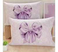 PETTI Artigiani Italiani - Coppia di Federe Cuscino 50x80 cm in Microfibra, Cuscini Arredo Camera da Letto, Divano, Salotto, Set 2 Fodere Copricuscino, Federa Fiocco Lilla, 100% Made in Italy