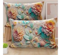 PETTI Artigiani Italiani - Coppia di Federe Cuscino 50x80 cm in Microfibra, Cuscini Arredo Camera da Letto, Divano, Salotto, Set 2 Fodere Copricuscino, Federa Floreale 05 11, 100% Made in Italy