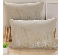 PETTI Artigiani Italiani - Coppia di Federe Cuscino 50x80 cm in Microfibra, Cuscini Arredo Camera da Letto, Divano, Salotto, Set 2 Fodere Copricuscino, Federa Foglia Tortora, 100% Made in Italy