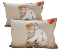 PETTI Artigiani Italiani - Coppia di Federe Cuscino 50x80 cm in Microfibra, Cuscini Arredo Camera da Letto, Divano, Salotto, Set 2 Fodere Copricuscino, Federa Bacio, 100% Made in Italy