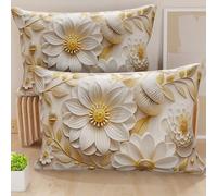 PETTI Artigiani Italiani - Coppia di Federe Cuscino Letto 50x80 cm, Federa in Microfibra Anallergica, Set Due Fodere Copricuscino Matrimoniale Fantasia Floreale 05 13, 100% Made in Italy