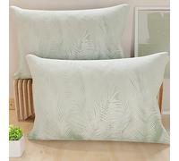 PETTI Artigiani Italiani - Federe Cuscini Letto, Coppia di Federe 50x80 cm, Federa Copricuscino, Federe in Microfibra Anallergica, Made in Italy, Foglia Salvia