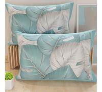 PETTI Artigiani Italiani - Coppia di Federe Cuscino 50x80 cm in Microfibra, Cuscini Arredo Camera da Letto, Divano, Salotto, Set 2 Fodere Copricuscino, Federa Tropical Celeste A, 100% Made in Italy