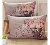 PETTI Artigiani Italiani - Coppia di Federe Cuscino 50x80 cm in Microfibra, Cuscini Arredo Camera da Letto, Divano, Salotto, Set 2 Fodere Copricuscino, Federa Shabby 337, 100% Made in Italy