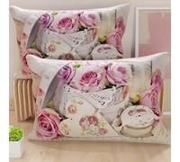 PETTI Artigiani Italiani - Coppia di Federe Cuscino 50x80 cm in Microfibra, Cuscini Arredo Camera da Letto, Divano, Salotto, Set 2 Fodere Copricuscino, Federa Shabby 328, 100% Made in Italy