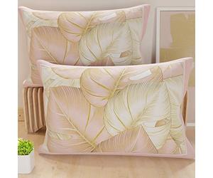PETTI Artigiani Italiani - Coppia di Federe Cuscino 50x80 cm in Microfibra, Cuscini Arredo Camera da Letto, Divano, Salotto, Set 2 Fodere Copricuscino, Federa Tropical Cipria O, 100% Made in Italy
