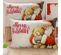PETTI Artigiani Italiani - Coppia di Federe Cuscino 50x80 cm in Microfibra, Federe Natalizie, Cuscini Arredo di Natale Camera da Letto, Divano, Salotto, Set 2 Fodere Copricuscino, Federa Xmas 12