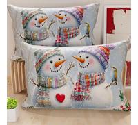 PETTI Artigiani Italiani - Coppia di Federe Cuscino 50x80 cm in Microfibra, Federe Natalizie, Cuscini Arredo di Natale Camera da Letto, Divano, Salotto, Set 2 Fodere Copricuscino, Federa Xmas 7