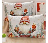 PETTI Artigiani Italiani - Coppia di Federe Cuscino 50x80 cm in Microfibra, Federe Natalizie, Cuscini Arredo di Natale Camera da Letto, Divano, Salotto, Set 2 Fodere Copricuscino, Federa Xmas 19