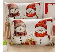 PETTI Artigiani Italiani - Coppia di Federe Cuscino 50x80 cm in Microfibra, Federe Natalizie, Cuscini Arredo di Natale Camera da Letto, Divano, Salotto, Set 2 Fodere Copricuscino, Federa Pupazzo 01