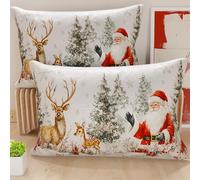 PETTI Artigiani Italiani - Coppia di Federe Cuscino 50x80 cm in Microfibra, Federe Natalizie, Cuscini Arredo di Natale Camera da Letto, Divano, Salotto, Set 2 Fodere Copricuscino, Federa Xmas 17