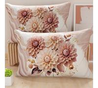 PETTI Artigiani Italiani - Coppia di Federe Cuscino 60x40 cm in Microfibra, Cuscini Arredo Camera da Letto, Divano, Salotto, Set 2 Fodere Copricuscino, Federa Floreale Cipria, 100% Made in Italy