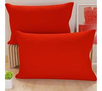 PETTI Artigiani Italiani - Coppia di Federe Cuscino 60x40 cm in Microfibra, Cuscini Arredo Camera da Letto, Divano, Set 2 Fodere Copricuscino, Federa Tinta Unita Rosso, 100% Made in Italy