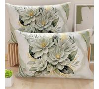 PETTI Artigiani Italiani - Coppia di Federe Cuscino 60x40 cm in Microfibra, Cuscini Arredo Camera da Letto, Divano, Salotto, Set 2 Fodere Copricuscino, Federa Floreale Salvia, 100% Made in Italy