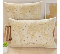 PETTI Artigiani Italiani - Coppia di Federe Cuscino 60x40 cm in Microfibra, Cuscini Arredo Camera da Letto, Divano, Salotto, Set 2 Fodere Copricuscino, Federa World Tortora, 100% Made in Italy