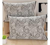 PETTI Artigiani Italiani - Coppia di Federe Cuscino 60x40 cm in Microfibra, Cuscini Arredo Camera da Letto, Divano, Salotto, Set 2 Fodere Copricuscino, Federa Paisley Nero, 100% Made in Italy