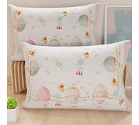 PETTI Artigiani Italiani - Coppia di Federe Cuscino 60x40 cm in Microfibra, Cuscini Arredo Camera da Letto, Divano, Salotto, Set 2 Fodere Copricuscino, Federa Mongolfiera Rosa, 100% Made in Italy
