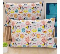 PETTI Artigiani Italiani - Coppia di Federe Cuscino 60x40 cm in Microfibra, Cuscini Arredo Camera da Letto, Divano, Salotto, Set 2 Fodere Copricuscino, Federa Marino 05, 100% Made in Italy