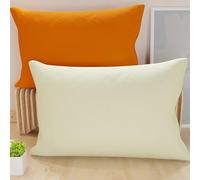 PETTI Artigiani Italiani - Coppia di Federe Cuscino 60x40 cm in Microfibra, Cuscini Arredo Camera da Letto, Divano, Set 2 Fodere Copricuscino, Federa Double Face Arancione Panna