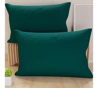 PETTI Artigiani Italiani - Coppia di Federe Cuscino 60x40 cm in Microfibra, Cuscini Arredo Camera da Letto, Divano, Set 2 Fodere Copricuscino, Federa Tinta Unita Ottanio