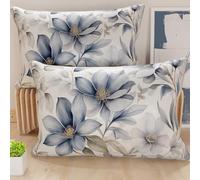 PETTI Artigiani Italiani - Coppia di Federe Cuscino 60x40 cm in Microfibra, Cuscini Arredo Camera da Letto, Divano, Salotto, Set 2 Fodere Copricuscino, Federa Floreale 9, 100% Made in Italy