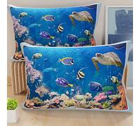 PETTI Artigiani Italiani - Coppia di Federe Cuscino 60x40 cm in Microfibra, Cuscini Arredo Camera da Letto, Divano, Salotto, Set 2 Fodere Copricuscino, Federa Acquario, 100% Made in Italy