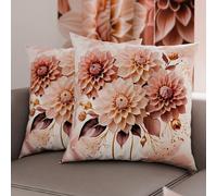 PETTI Artigiani Italiani - Coppia di Federe Cuscino 60x60 cm in Microfibra, Cuscini Arredo Camera da Letto, Divano, Salotto, Set 2 Fodere Copricuscino, Federa Floreale Cipria, 100% Made in Italy