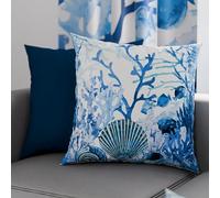 PETTI Artigiani Italiani - Coppia di Federe Cuscino 60x60 cm in Microfibra, Cuscini Arredo Camera da Letto, Divano, Salotto, Set 2 Fodere Copricuscino, Federa Corallo Blu, 100% Made in Italy