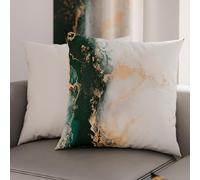 PETTI Artigiani Italiani - Coppia di Federe Cuscino 60x60 cm in Microfibra, Cuscini Arredo Camera da Letto, Divano, Salotto, Set 2 Fodere Copricuscino, Federa Marble Smeraldo, 100% Made in Italy
