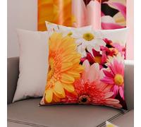 PETTI Artigiani Italiani - Coppia di Federe Cuscino 60x60 cm in Microfibra, Cuscini Arredo Camera da Letto, Divano, Salotto, Set 2 Fodere Copricuscino, Federa Floreale Giallo, 100% Made in Italy