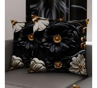 PETTI Artigiani Italiani - Coppia di Federe Cuscino 60x60 cm in Microfibra, Cuscini Arredo Camera da Letto, Divano, Salotto, Set 2 Fodere Copricuscino, Federa Floreale 05 6, 100% Made in Italy