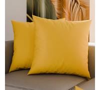 PETTI Artigiani Italiani - Coppia di Federe Cuscino 60x60 cm in Microfibra, Cuscini Arredo Camera da Letto, Divano, Set 2 Fodere Copricuscino, Federa Tinta Unita Giallo, 100% Made in Italy