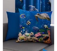 PETTI Artigiani Italiani - Coppia di Federe Cuscino 60x60 cm in Microfibra, Cuscini Arredo Camera da Letto, Divano, Salotto, Set 2 Fodere Copricuscino, Federa Acquario, 100% Made in Italy