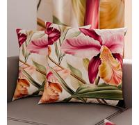 PETTI Artigiani Italiani - Coppia di Federe Cuscino 60x60 cm in Microfibra, Cuscini Arredo Camera da Letto, Divano, Salotto, Set 2 Fodere Copricuscino, Federa Floreale 36, 100% Made in Italy