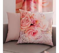 PETTI Artigiani Italiani - Coppia di Federe Cuscino 60x60 cm in Microfibra, Cuscini Arredo Camera da Letto, Divano, Salotto, Set 2 Fodere Copricuscino, Federa Shabby Rosa, 100% Made in Italy