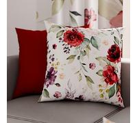 PETTI Artigiani Italiani - Coppia di Federe Cuscino 60x60 cm in Microfibra, Cuscini Arredo Camera da Letto, Divano, Salotto, Set 2 Fodere Copricuscino, Federa Floreale Rosso, 100% Made in Italy