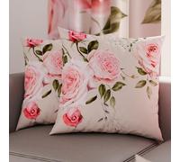 PETTI Artigiani Italiani - Coppia di Federe Cuscino 60x60 cm in Microfibra, Cuscini Arredo Camera da Letto, Divano, Salotto, Set 2 Fodere Copricuscino, Federa Floreale 20 Tortora, 100% Made in Italy