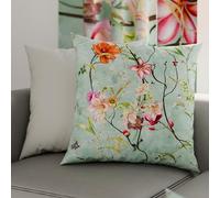 PETTI Artigiani Italiani - Coppia di Federe Cuscino 60x60 cm in Microfibra, Cuscini Arredo Camera da Letto, Divano, Salotto, Set 2 Fodere Copricuscino, Federa Spring Acquamarina, 100% Made in Italy