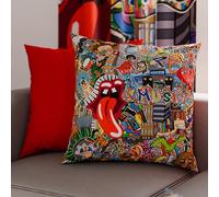 PETTI Artigiani Italiani - Coppia di Federe Cuscino 60x60 cm in Microfibra, Cuscini Arredo Camera da Letto, Divano, Salotto, Set 2 Fodere Copricuscino, Federa Murales, 100% Made in Italy